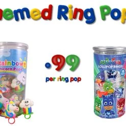 Candy Floss Land Lollipop Rings - Themed